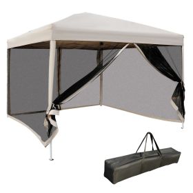 10x10 Pop Up Canopy Tent, Mesh Sidewalls, Adjustable Height, Carry Bag Included - Garden Patio Shade, Easy Setup