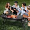 Folding Charcoal BBQ Grill Stainless Steel Grill with Shelf Net Easy Setup for Camping Picnic Outdoor Party Backyard