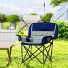 Padded Camping Chair for Adults, Portable Folding Camping Chair with Side Pockets, Cup Holders, Carry Bag, Light Gray