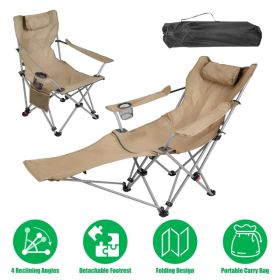Outdoor Reclining Camping Lounge Chair 95-160 Adjustable Angle Carbon Steel Frame Heavy Duty Foldable Chair With Storage Bag For Patio Backyard Travel (Option: defaulttitle)