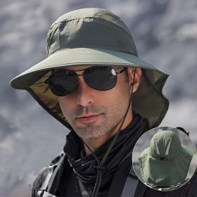 Wide Brim Sun Screen Hat With Neck Flap; Adjustable Waterproof Quick-drying Outdoor Hiking Fishing Cap For Men Women (Color: khaki)