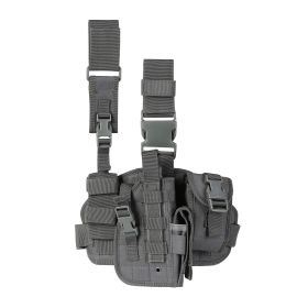 Tactical Drop Leg Holster for Right or Left Hand, Adjustable Thigh Holster with Utility Pouches and Secure Retention Straps (direction: Left, Color: Grey)