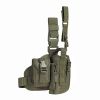 Tactical Drop Leg Holster for Right or Left Hand, Adjustable Thigh Holster with Utility Pouches and Secure Retention Straps